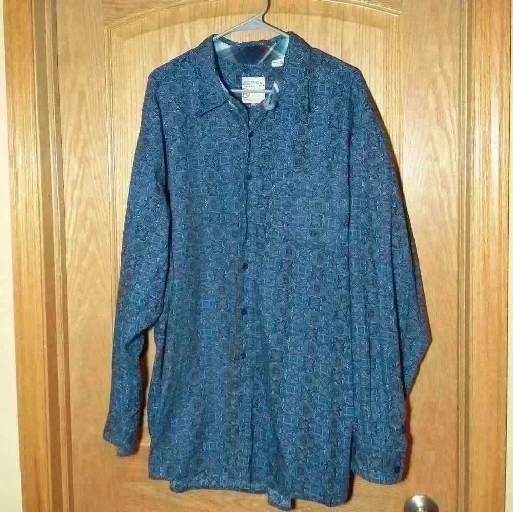 Roper teal long sleeve button down shirt size 3XL